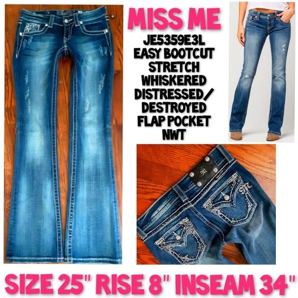 Miss Me Denim - Miss Me Jeans Easy Boot Cut Size 25 NWT